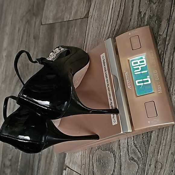 Miu Miu high heel black patent leather Rhinestones peep toe 36.5 (S2) - Picture 11 of 11